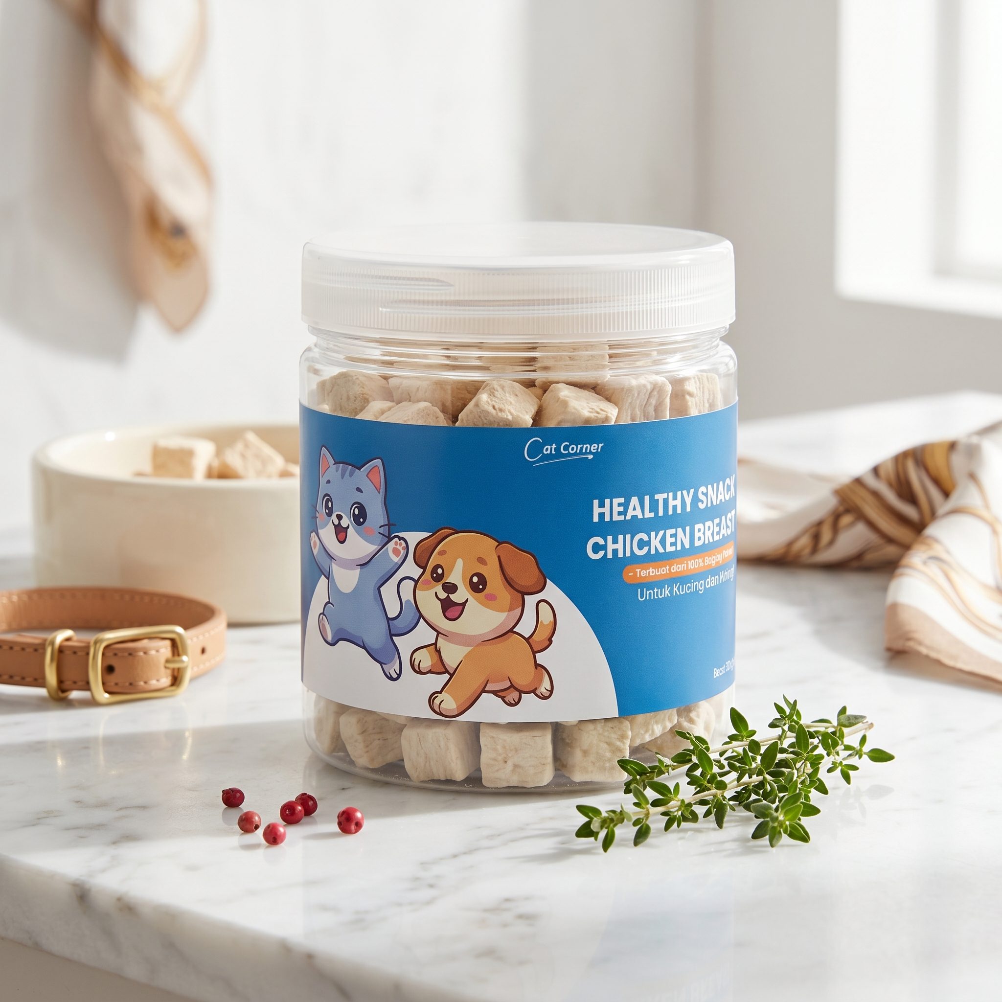Cat Corner Freeze Dried Chicken Cubes - Healthy Snack Daging Ayam Murni - Gambar 8